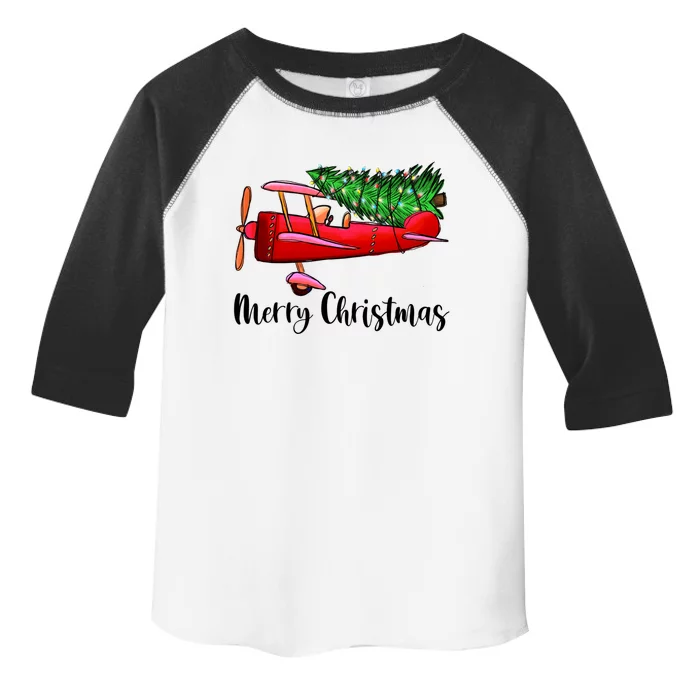 Funny Airplane Christmas Light Tree Airplane Pajama Xmas Great Gift Toddler Fine Jersey T-Shirt