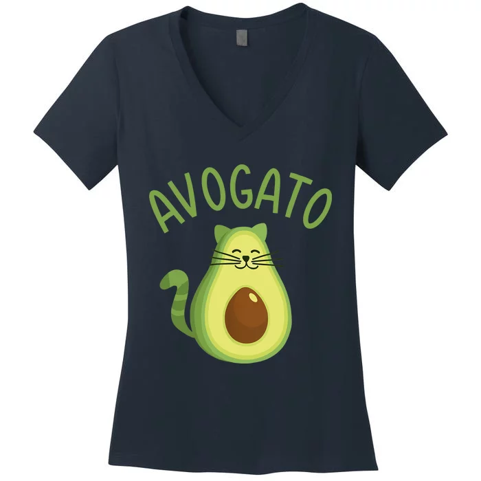 Funny Avogato Cat For Avocado Lover And Cinco De Mayo Women's V-Neck T-Shirt