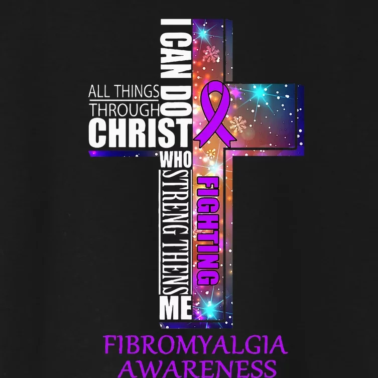 Fibromyalgia Awareness Christmas Gift Women's Crop Top Tee