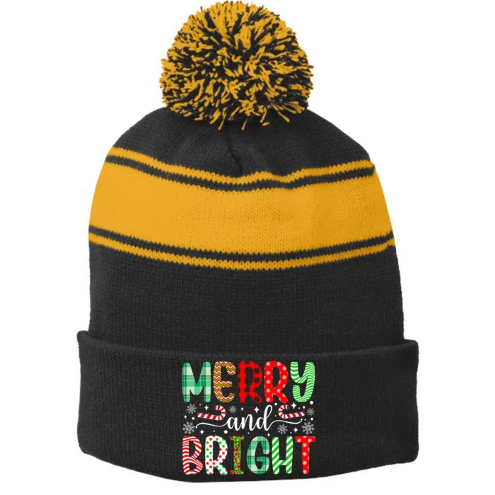 Festive and Cheerful Christmas Decorations Stripe Pom Pom Beanie