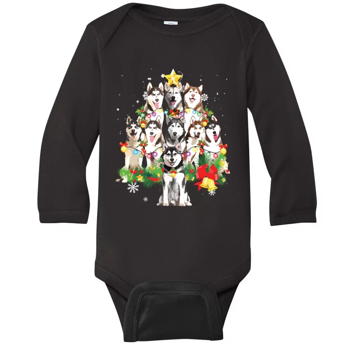 Funny Australian Cattle Dog Dog Christmas Tree Baby Long Sleeve Bodysuit