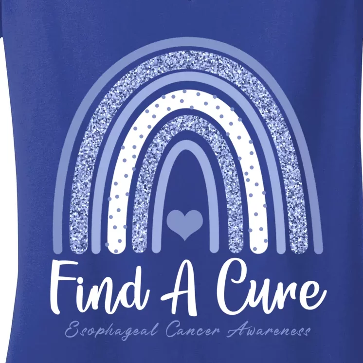 Find A Cure Esophageal Cancer Awareness Day Rainbow Warrior Gift Women's V-Neck T-Shirt