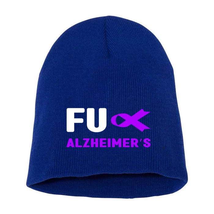 Fuck Alzheimer's Cute Gift Fuck Detia Alzheimer's Awareness Gift Short Acrylic Beanie