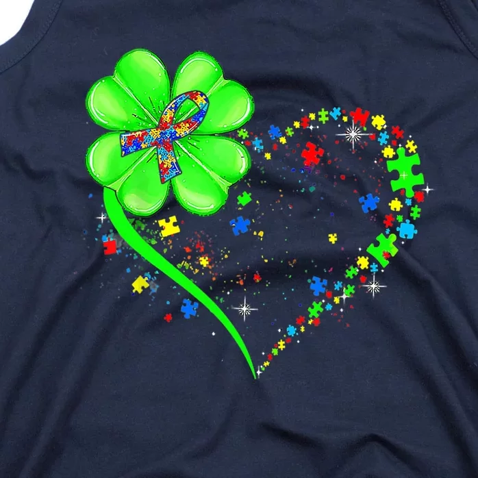 Funny Autism Clover Autism Mom Boy St Patrick's Day Tank Top