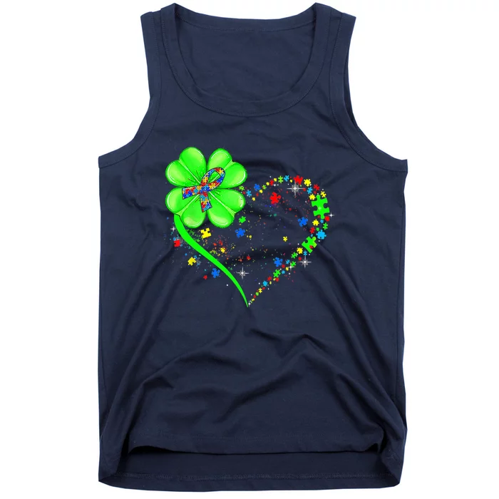 Funny Autism Clover Autism Mom Boy St Patrick's Day Tank Top