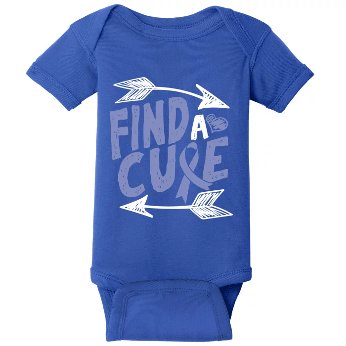 Find A Cure Heart Stomach Cancer Awareness Ribbon Funny Gift Meaningful Gift Baby Bodysuit