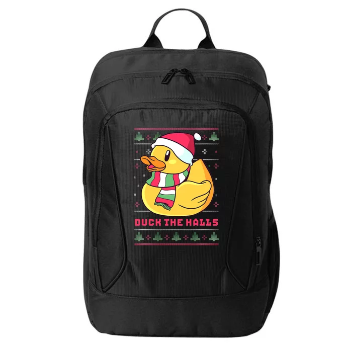 Funny and Cute Duck Puns Merry Christmas Duck The Halls City Backpack