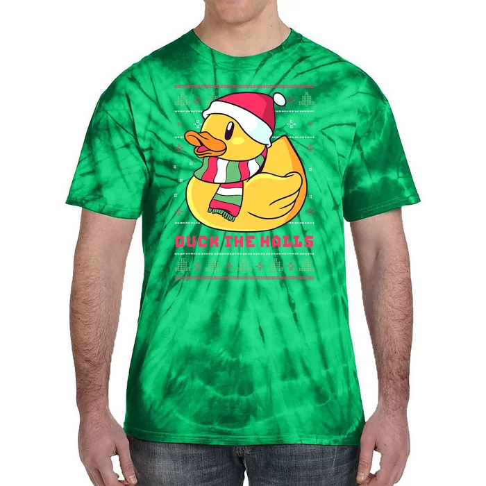 Funny and Cute Duck Puns Merry Christmas Duck The Halls Tie-Dye T-Shirt