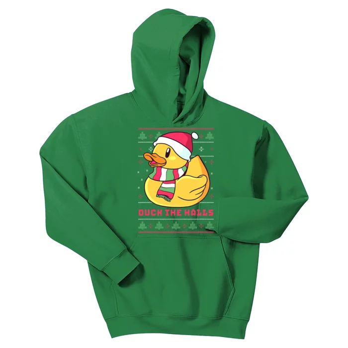 Funny and Cute Duck Puns Merry Christmas Duck The Halls Kids Hoodie