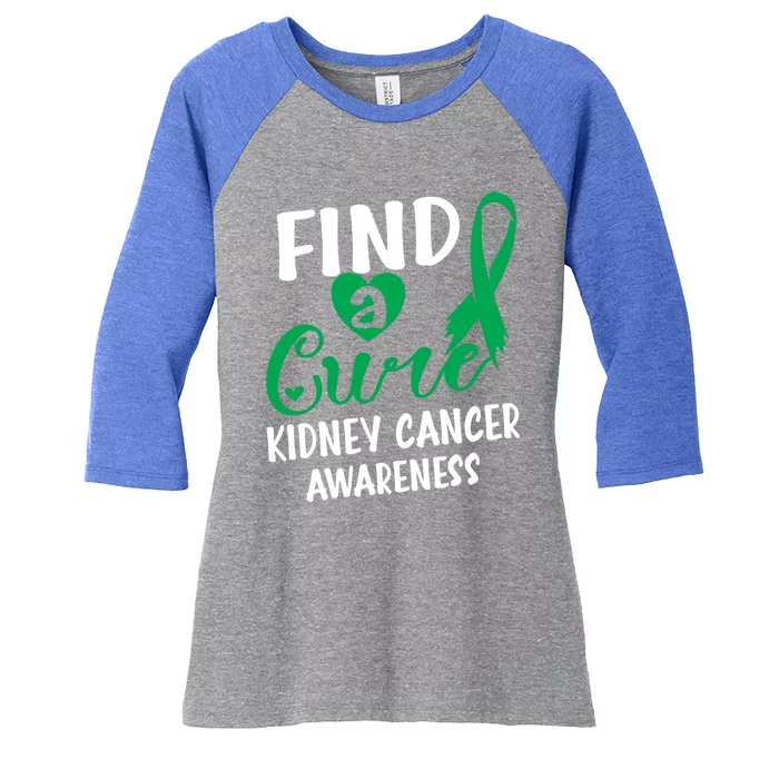 Find A Cure Ney Cancer Awareness Gift Women's Tri-Blend 3/4-Sleeve Raglan Shirt