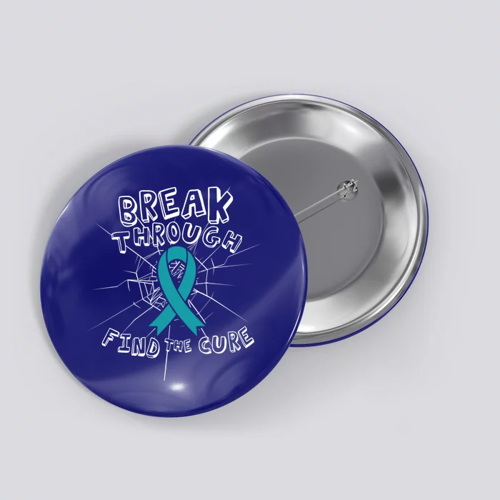 Find A Cure Ovarian Cancer Awareness Ribbon Funny Gift Cute Gift Button