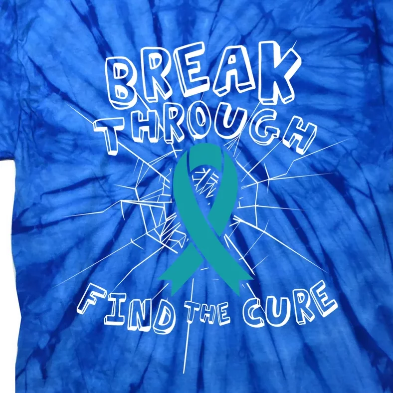 Find A Cure Ovarian Cancer Awareness Ribbon Funny Gift Cute Gift Tie-Dye T-Shirt