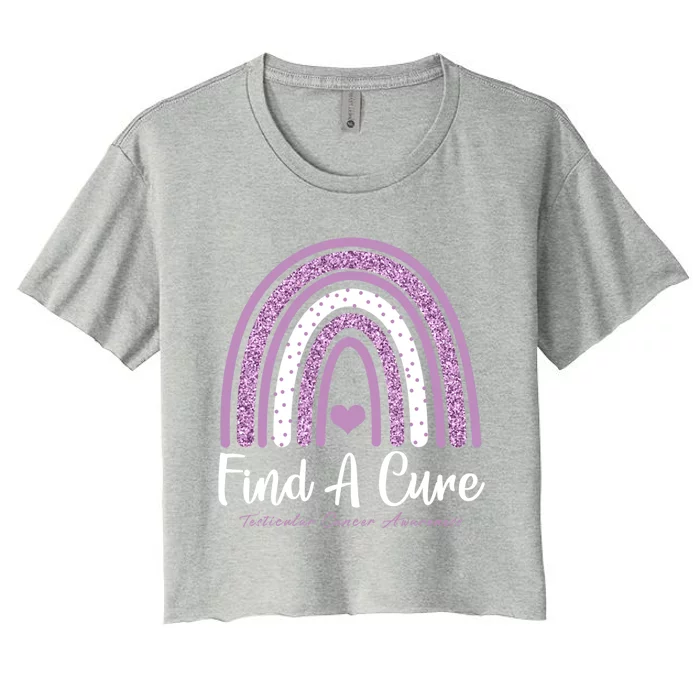 Find A Cure Testicular Cancer Awareness Day Rainbow Warrior Meaningful Gift Women's Crop Top Tee