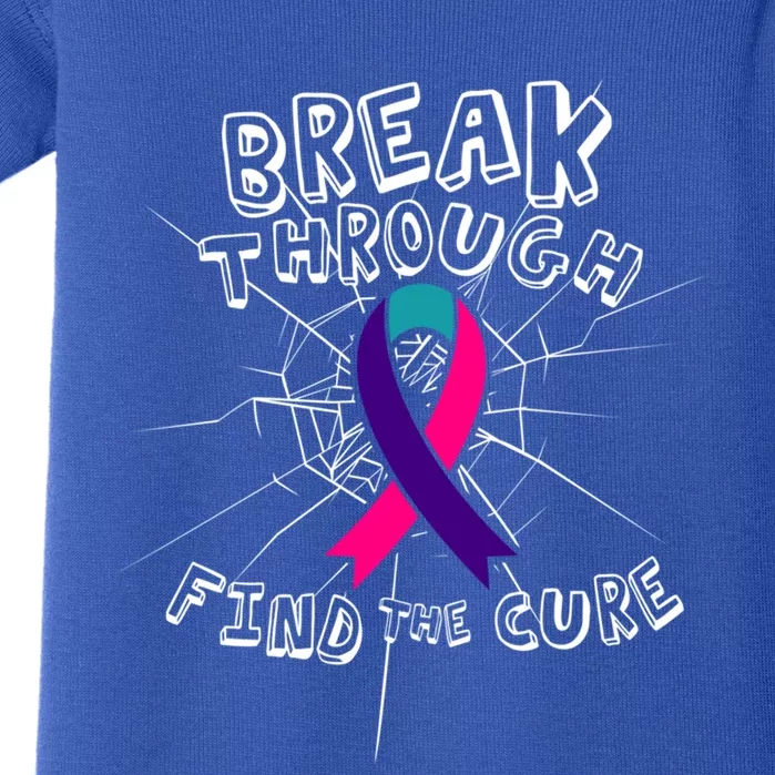 Find A Cure Thyroid Cancer Awareness Ribbon Funny Gift Baby Bodysuit