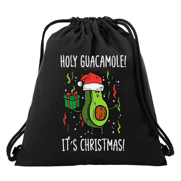 Festive Avocado Christmas Celebration Drawstring Bag