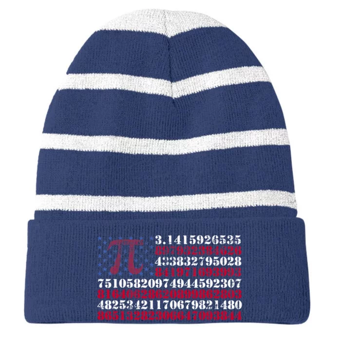 Funny and cool school,teacher, American flag Pi day Striped Beanie with Solid Band