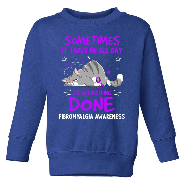 Fibromyalgia Awareness Cat Ribbon Gift Toddler Sweatshirt