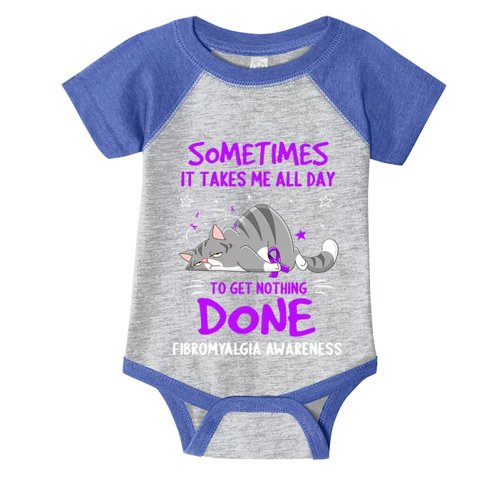 Fibromyalgia Awareness Cat Ribbon Gift Infant Baby Jersey Bodysuit