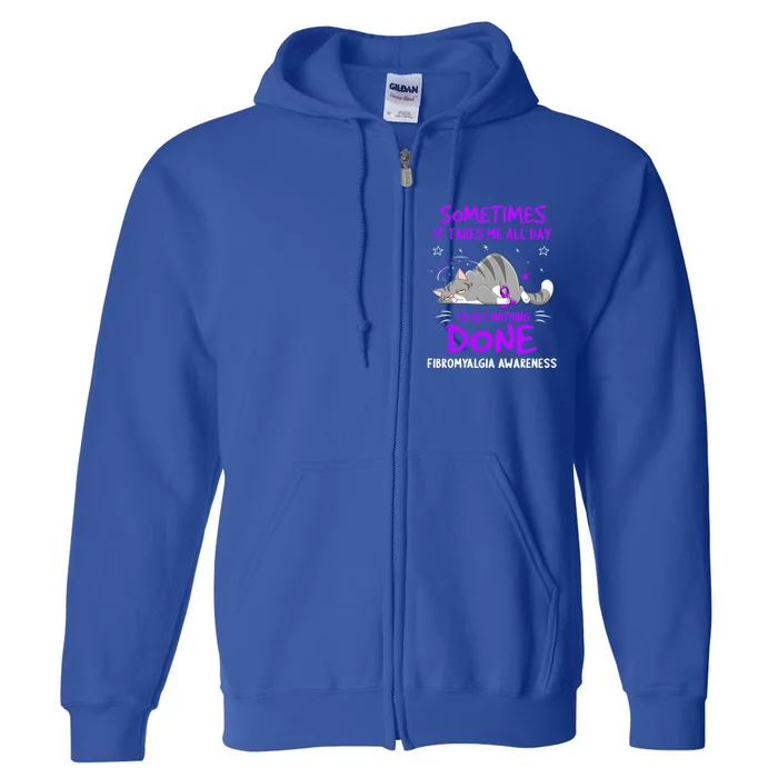 Fibromyalgia Awareness Cat Ribbon Gift Full Zip Hoodie