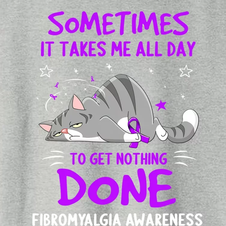 Fibromyalgia Awareness Cat Ribbon Gift Women's Crop Top Tee