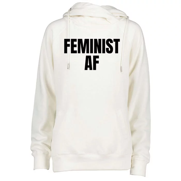 Feminist Af Cute Gift White Product Cute Gift Black Logo Cute Gift Design Funny Womens Funnel Neck Pullover Hood