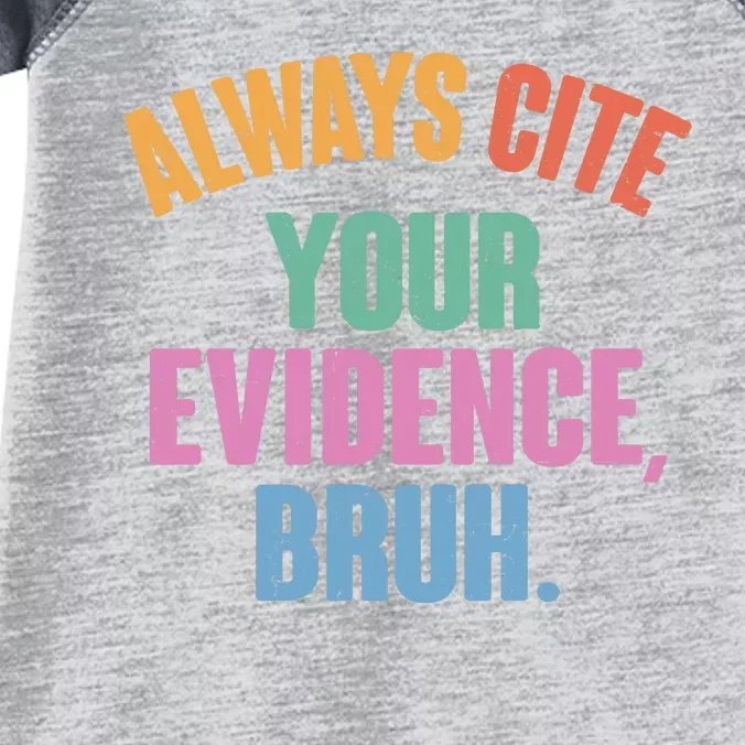 Funny Always Cite Your Evidence Bruh Infant Baby Jersey Bodysuit