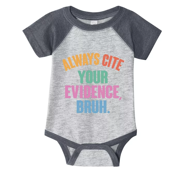 Funny Always Cite Your Evidence Bruh Infant Baby Jersey Bodysuit