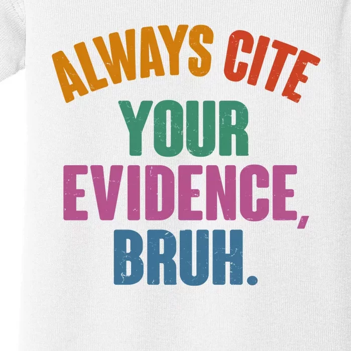 Funny Always Cite Your Evidence Bruh Baby Bodysuit