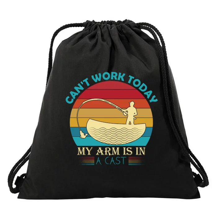 Fishing Arm Cast Pun Drawstring Bag