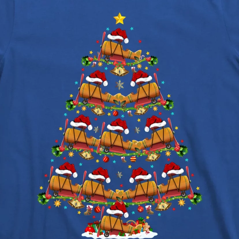 Funny Airplane Christmas Tree Lights Santa Airplane Xmas Gift T-Shirt