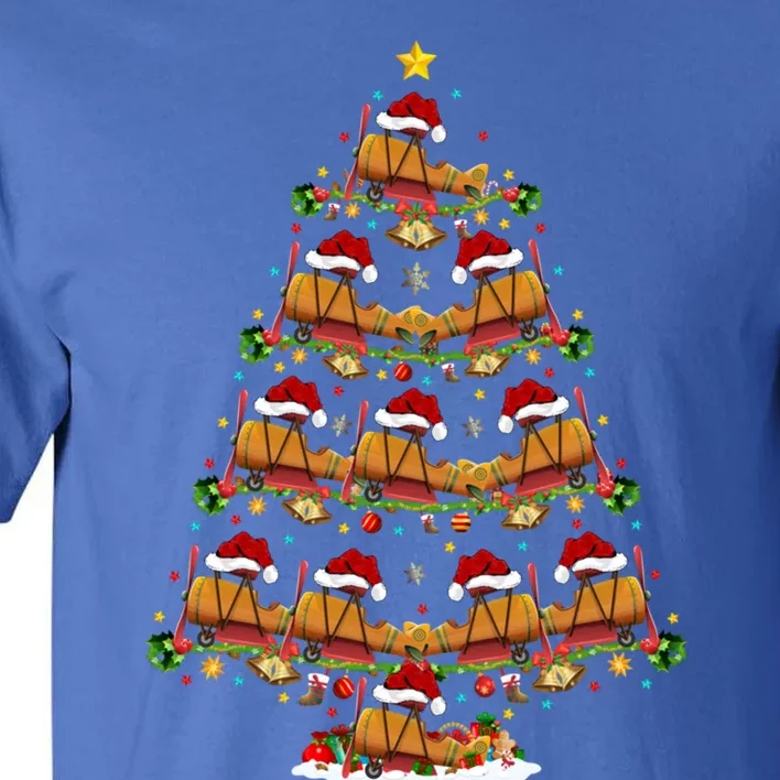 Funny Airplane Christmas Tree Lights Santa Airplane Xmas Gift Tall T-Shirt