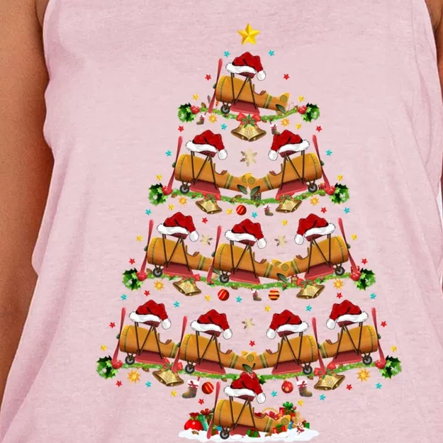 Funny Airplane Christmas Tree Lights Santa Airplane Xmas Gift Women's Knotted Racerback Tank