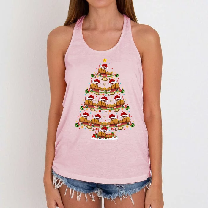 Funny Airplane Christmas Tree Lights Santa Airplane Xmas Gift Women's Knotted Racerback Tank