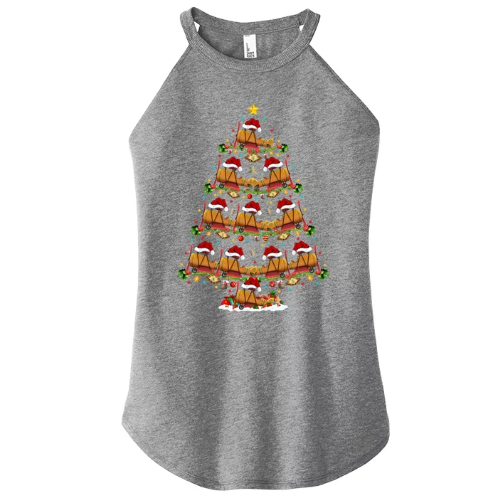 Funny Airplane Christmas Tree Lights Santa Airplane Xmas Gift Women’s Perfect Tri Rocker Tank