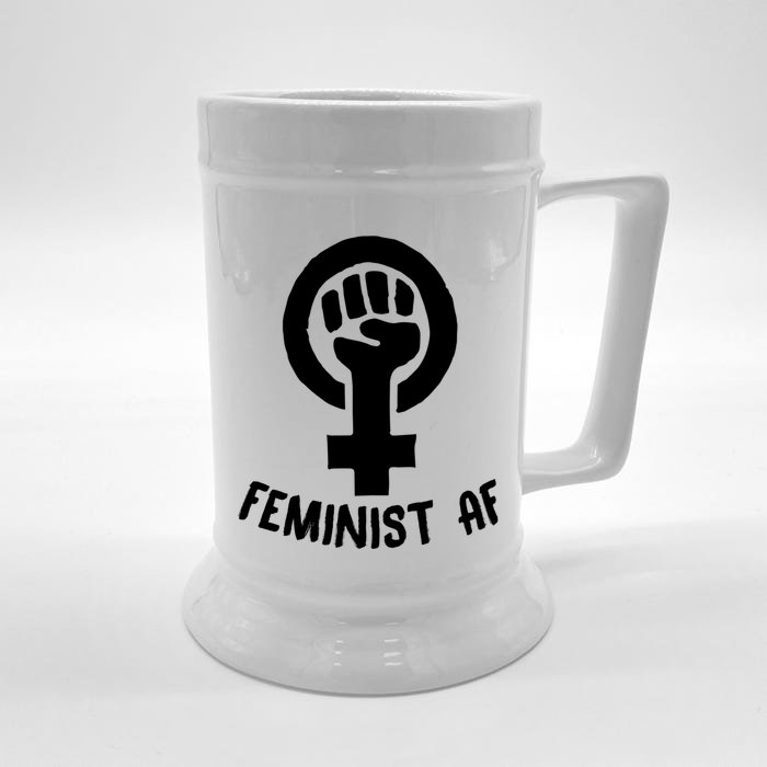 Feminist Af Cute Funny Radical Trendy Pro Feminism Art Funny Gift Front & Back Beer Stein