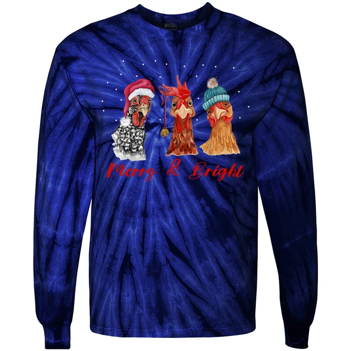 Farm Animal Chicken Gift For Christmas Tie-Dye Long Sleeve Shirt