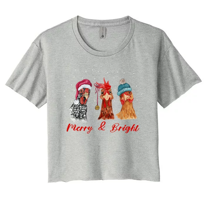 Farm Animal Chicken Gift For Christmas Women's Crop Top Tee