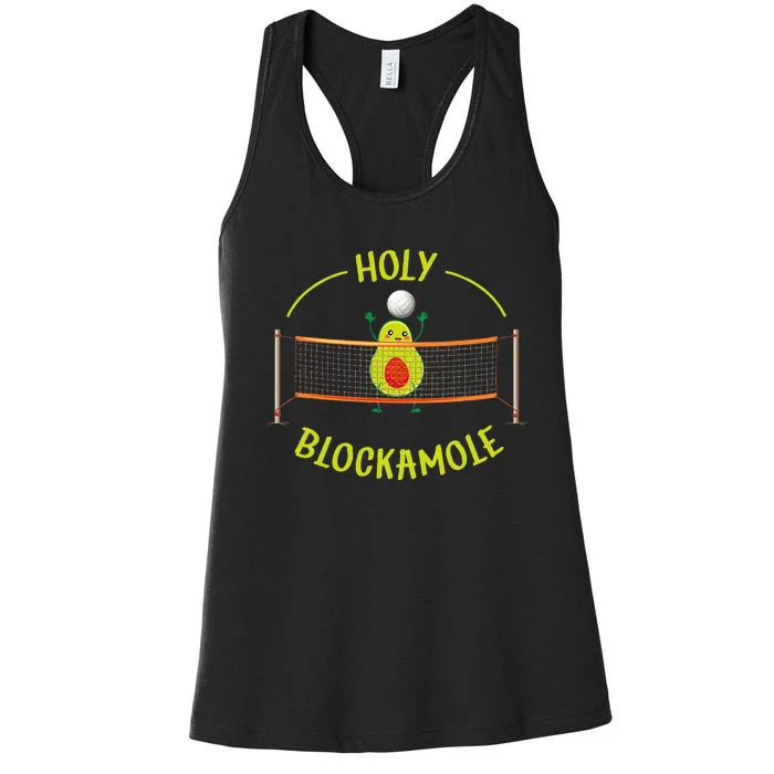 Funny And Cool Volleyball Holy Blockamole Design Women's Racerback Tank