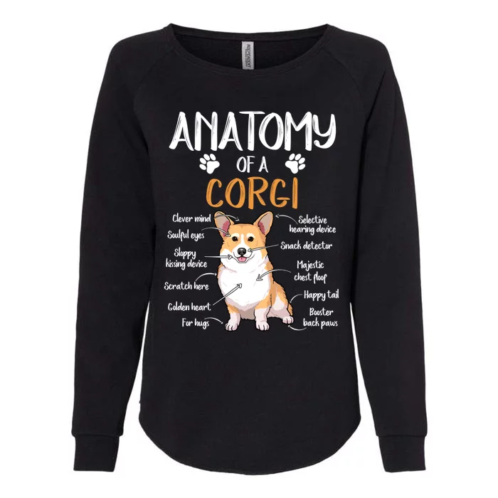 Funny Anatomy Corgi Dog Lover Gift Womens California Wash Sweatshirt