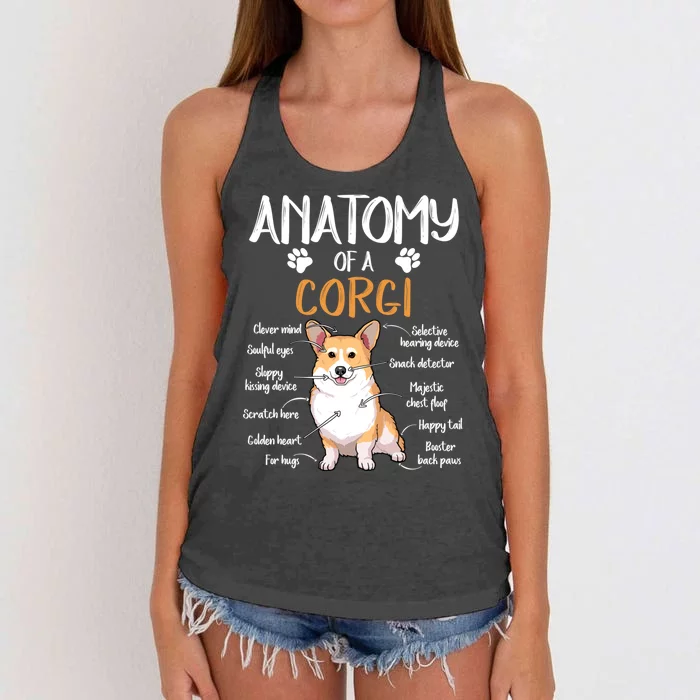 Funny Anatomy Corgi Dog Lover Gift Women's Knotted Racerback Tank