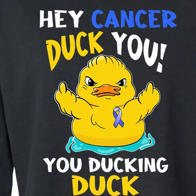 Fight Against Cancer Funny Duck Design Cropped Pullover Crew