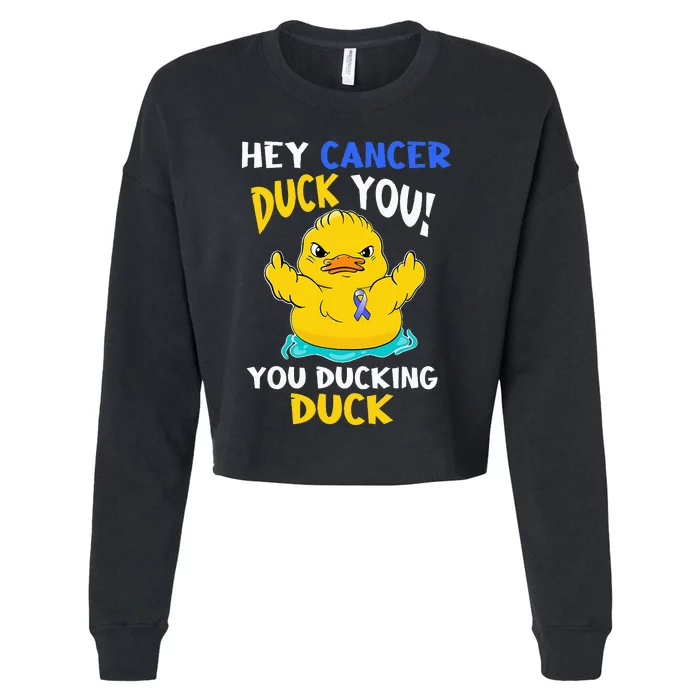 Fight Against Cancer Funny Duck Design Cropped Pullover Crew