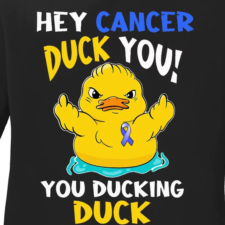 Fight Against Cancer Funny Duck Design Ladies Long Sleeve Shirt