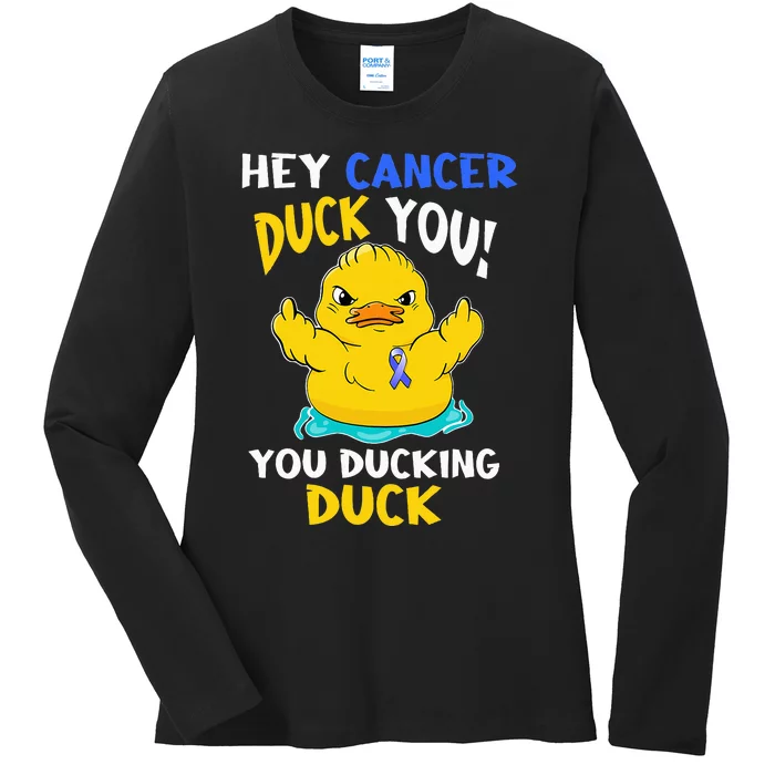 Fight Against Cancer Funny Duck Design Ladies Long Sleeve Shirt