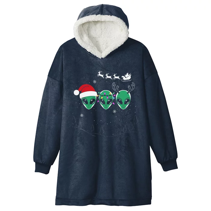 Funny Alien Christmas Pajama Matching Costume Space Hooded Wearable Blanket