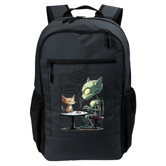 Funny Alien Cat Earth Invasion Cat Joke Cartoon Design Daily Commute Backpack