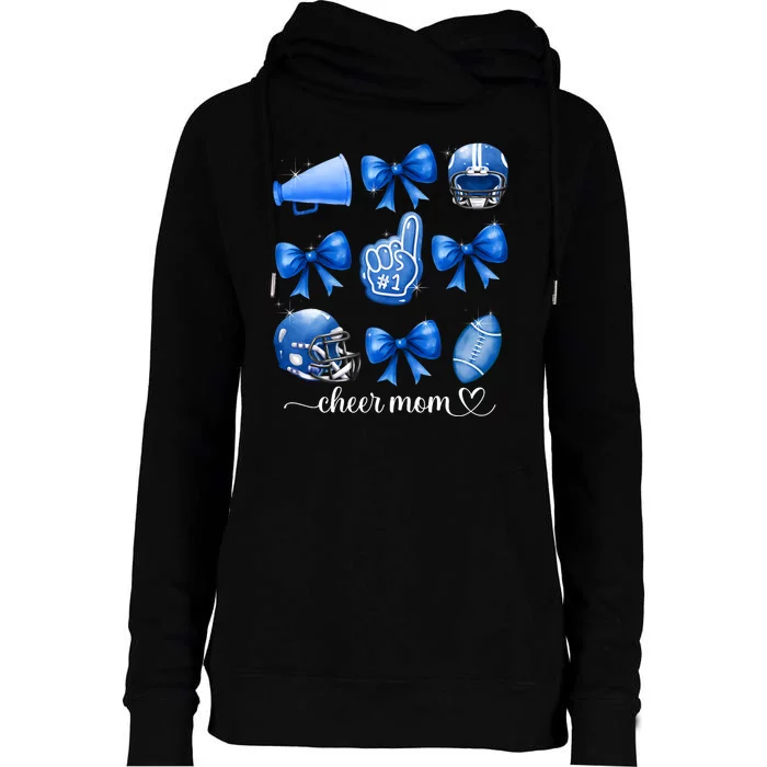 Football And Cheer Mom Football Coquette Bow Game Day Women Womens Funnel Neck Pullover Hood