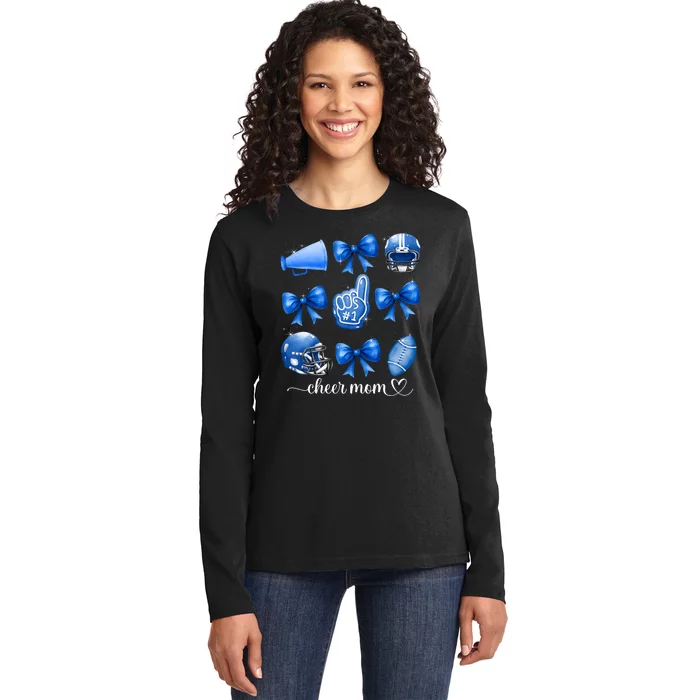 Football And Cheer Mom Football Coquette Bow Game Day Women Ladies Long Sleeve Shirt