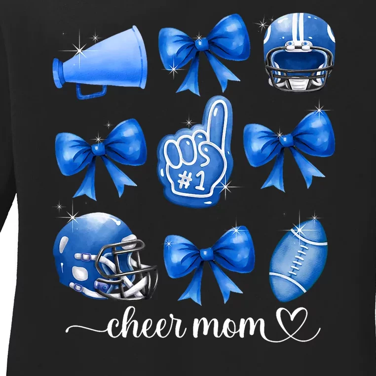 Football And Cheer Mom Football Coquette Bow Game Day Women Ladies Long Sleeve Shirt