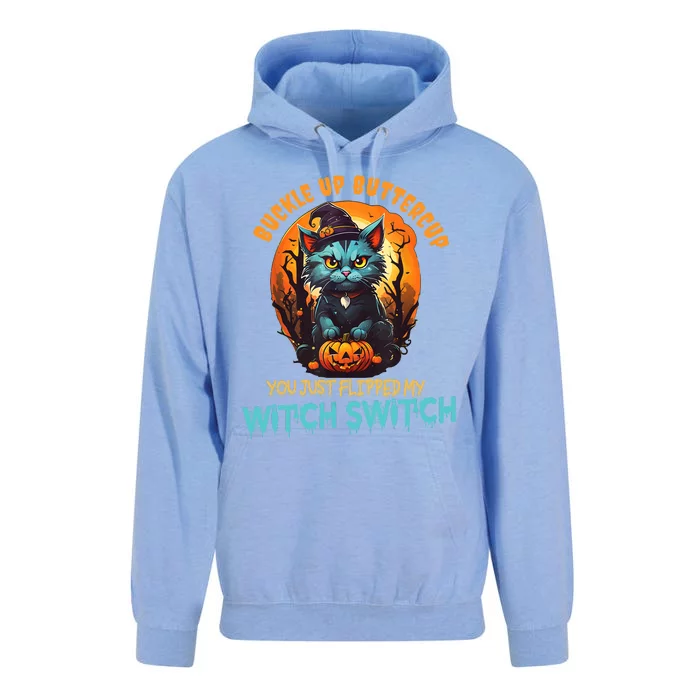 Funny Angry Cat Witch Buckle Up Buttercup Halloween Unisex Surf Hoodie